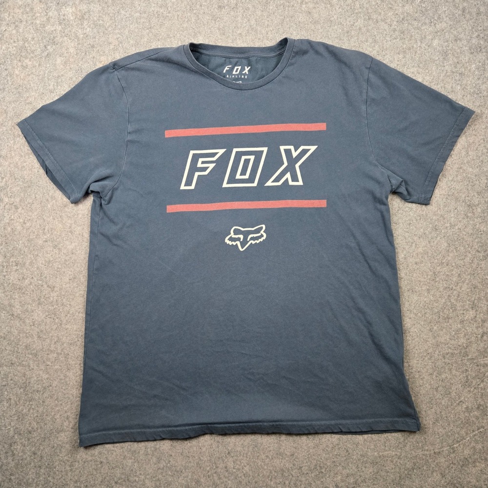 Fox Racing T Shirt Mens XL Blue Airline TruDri Graphic Logo Motocross Skater Tee